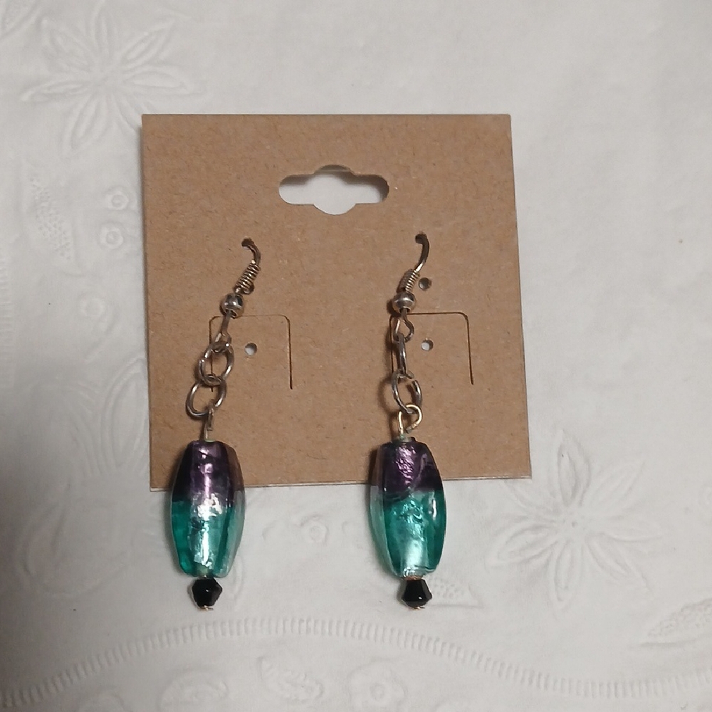 Elegant Purple and Green Earrings